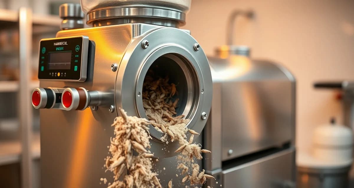 Industrial cricket flour milling equipment Commercial hammer mill grinding dried crickets into protein flour for cricket farming operations
