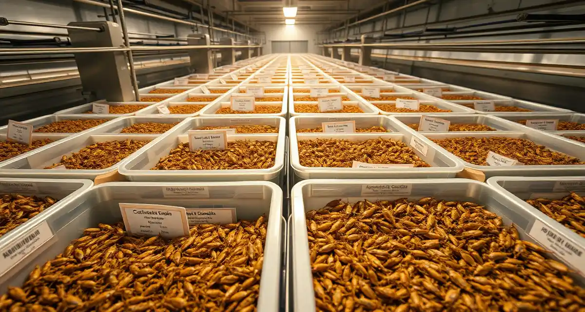 Cricket farm breeding bin management system Optimal 1:3 male to female cricket breeder ratio in managed farming bins for maximizing egg output and production efficiency