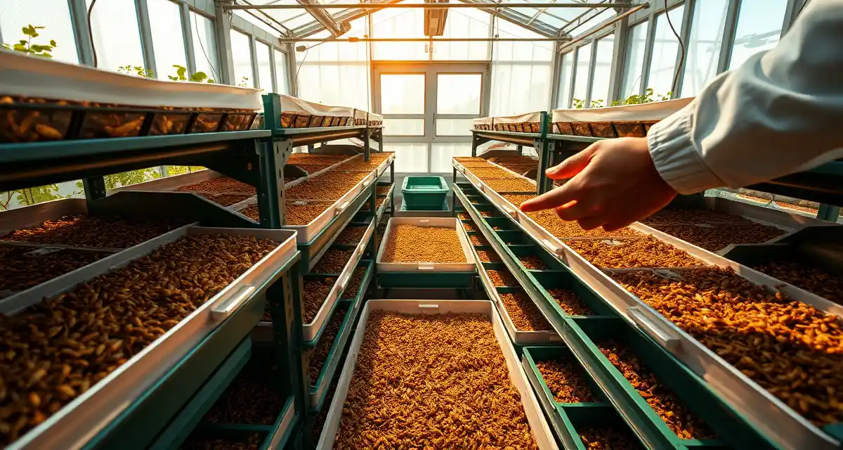 Community Supported Cricket Farm Operations Cricket farming CSA model showing organized breeding bins and sustainable insect protein production setup for community supported agriculture