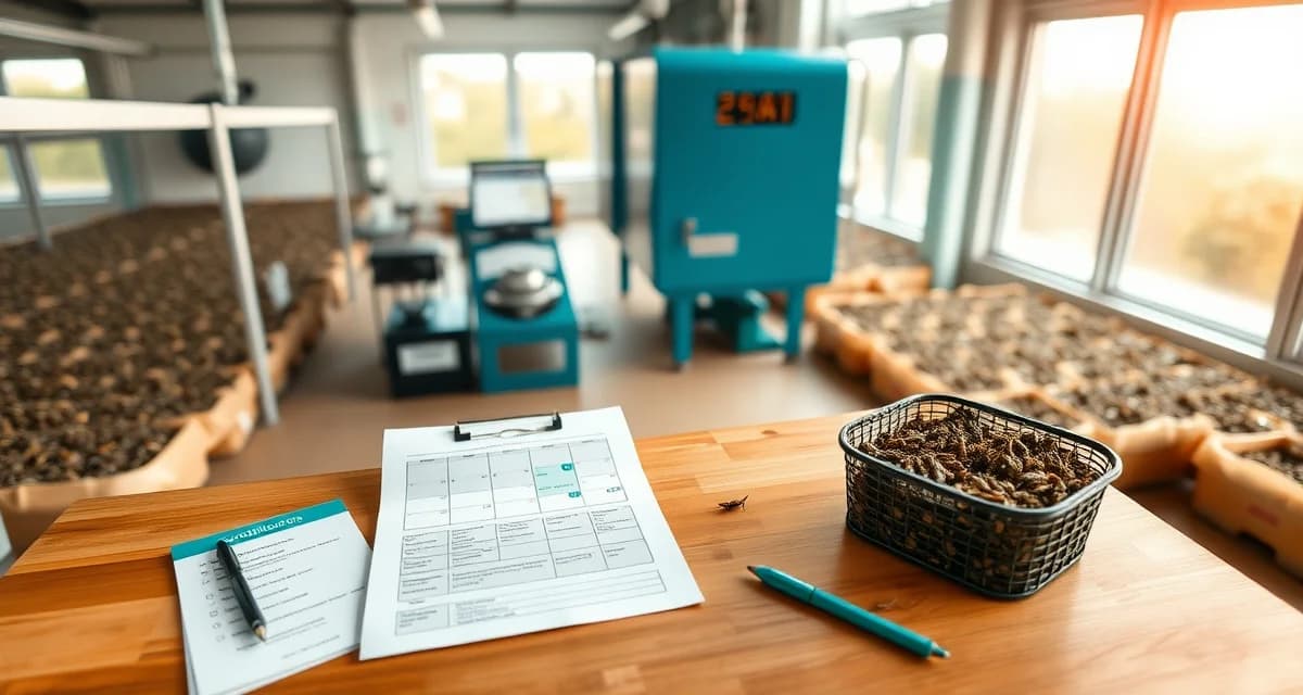 Regulatory compliance timeline for cricket farming operations Cricket farm compliance calendar showing FDA regulatory deadlines and renewal schedules for insect protein production facilities