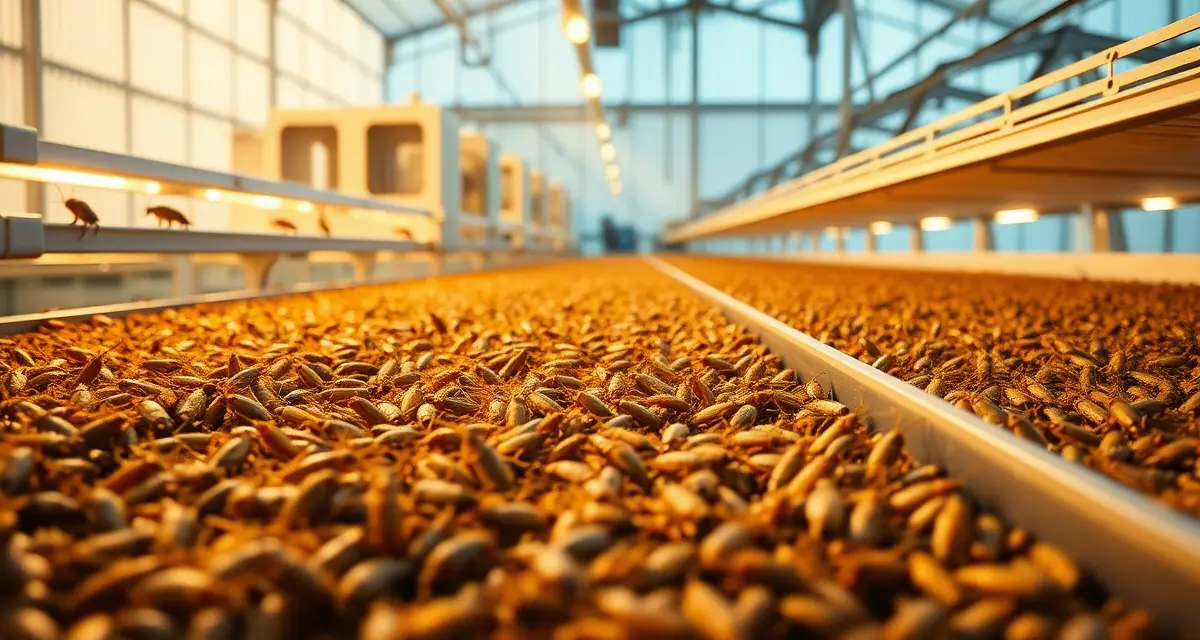Cricket farming email marketing and subscriber engagement Modern cricket farming operation showing organized breeding containers and sustainable insect protein production setup with professional infrastructure