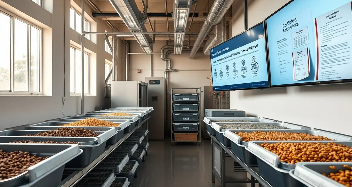 FSMA Supply Chain Verification Standards Cricket farm supply chain verification documentation and FSMA compliance records displayed in organized production facility