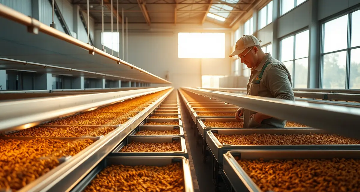 Cricket farm grant funding opportunity resource Modern cricket farming facility showing sustainable insect protein production operation with breeding containers and agricultural equipment.
