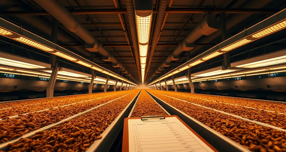 Cricket farming operations data documentation Cricket farm investor pitch documentation showing production records and operational data tracking for insect protein farming