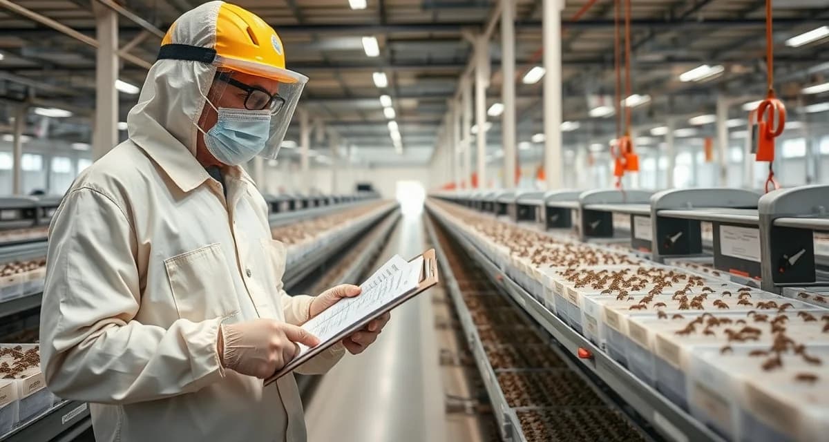 FDA-compliant pest monitoring documentation process Cricket farm pest control inspector documenting IPM program inspection findings and corrective actions in compliance log