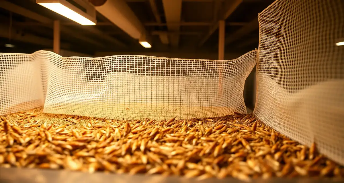 Effective pest prevention strategies for commercial cricket farming operations Cricket farm bin with integrated pest control barriers and protective screening to prevent predator and pest infestations in insect protein production.