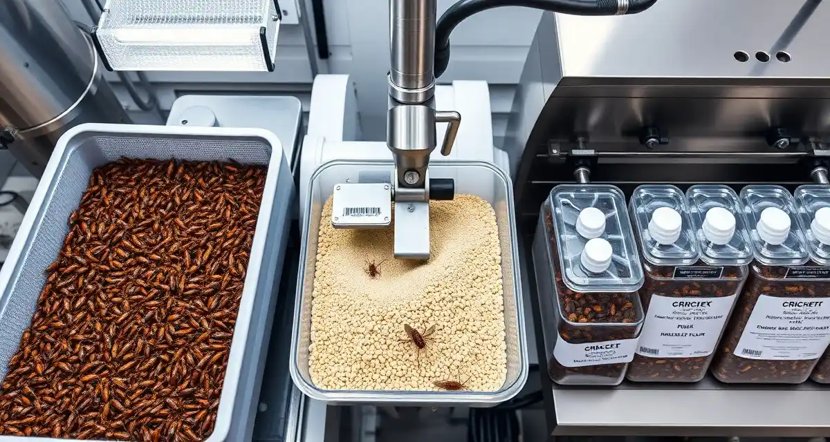 Cricket farm profitability by market segment comparison Comparison of three cricket farming market segments showing feeder crickets, cricket flour production, and research-grade operations with profitability metrics.