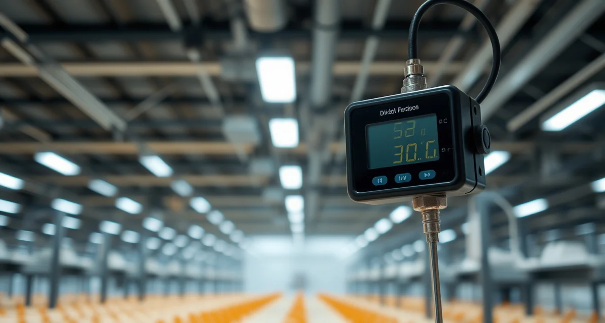 Precision temperature monitoring for cricket farms Industrial temperature sensor display for cricket farming operations showing precise humidity and temperature monitoring for optimal insect protein production.