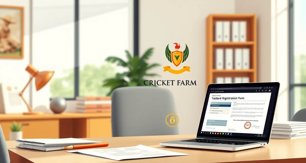 Trademark protection for cricket farming operations Cricket farm trademark registration certificate with branded shield logo protecting insect protein business identity and legal compliance
