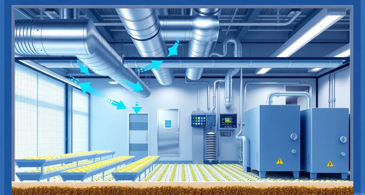 Professional cricket farming ventilation infrastructure Indoor cricket farm ventilation system with air exchange ducts and ammonia control equipment