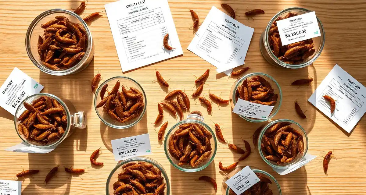 2026 Cricket Wholesale Market Pricing Reference Dried whole crickets displayed with wholesale pricing benchmarks for cricket farm operations and insect protein production markets.