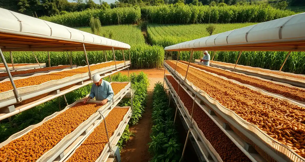 Cricket farming facility demonstrating scalable insect protein production in Africa African cricket farming operation showing sustainable insect protein production facilities with vertical farming systems and modern agricultural infrastructure