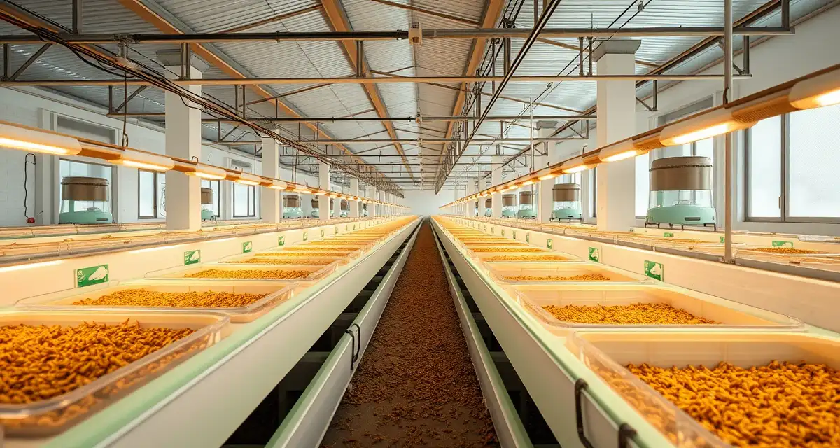 China's leading cricket farming operation for sustainable protein Modern cricket farming facility in China with rows of breeding containers for insect protein production and commercial farming operations
