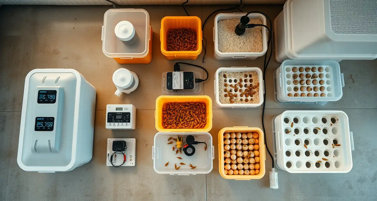 Essential cricket farming equipment for profitable operations Cricket farming equipment including ventilated bins, digital sensors, and hydration systems organized in a professional insect production facility.