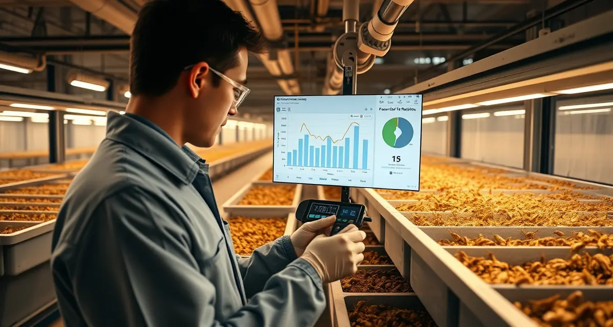 Feed conversion ratio measurement for cricket farming efficiency Cricket farm FCR calculator dashboard displaying feed conversion ratio metrics and performance benchmarks for Acheta domesticus production optimization