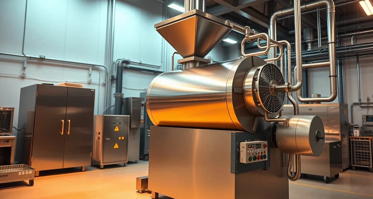 Commercial cricket flour blending equipment Industrial ribbon blender for cricket flour mixing showing uniform protein blend consistency in commercial insect farming operation