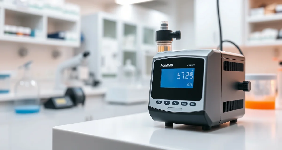 AquaLab water activity meter for cricket flour testing Professional water activity meter measuring cricket flour sample in laboratory setting for shelf life validation testing