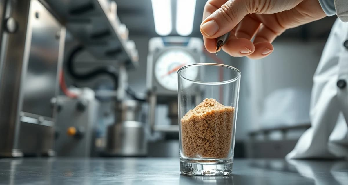 Cricket Flour Quality Control Testing Foreign material control inspection of cricket flour production showing contamination prevention in insect protein processing facility