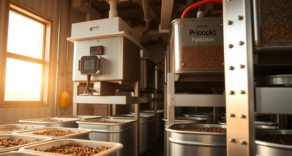 Climate control systems in high-altitude cricket farming facility High-altitude cricket farm interior with humidification systems and temperature monitoring equipment for elevation farming operations.