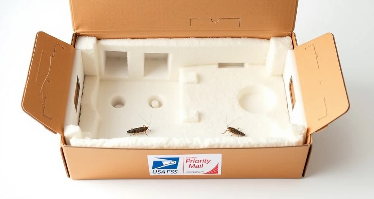 Cricket farm shipping box with temperature management Properly designed insulated shipping box for live cricket delivery showing ventilation, temperature control materials, and USPS Priority Mail packaging standards.