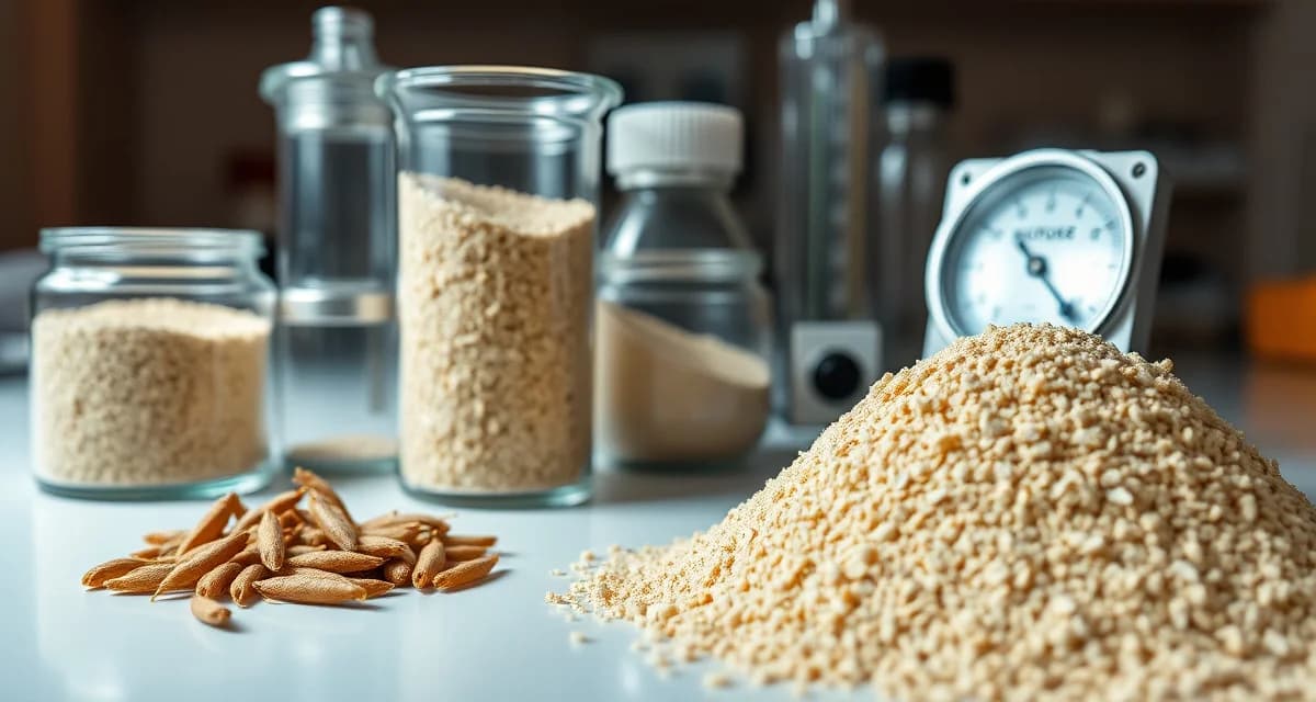 Moisture measurement for cricket flour preservation Cricket flour in sealed containers with moisture control equipment and water activity measurement tools for preventing mold and extending shelf life