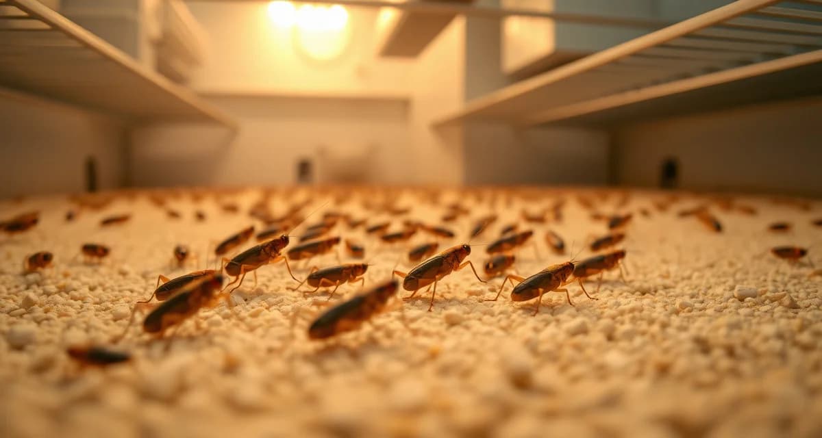 Critical pinhead cricket care during high-mortality first week post-hatch Pinhead crickets in controlled nursery environment with humidity and temperature monitoring for optimal first-instar nymph survival rates