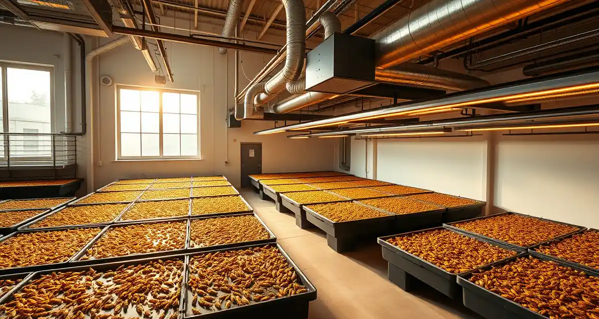 Cricket farming setup in Jacksonville Urban cricket farming facility in Jacksonville showing climate-controlled production systems for sustainable insect protein farming operations.