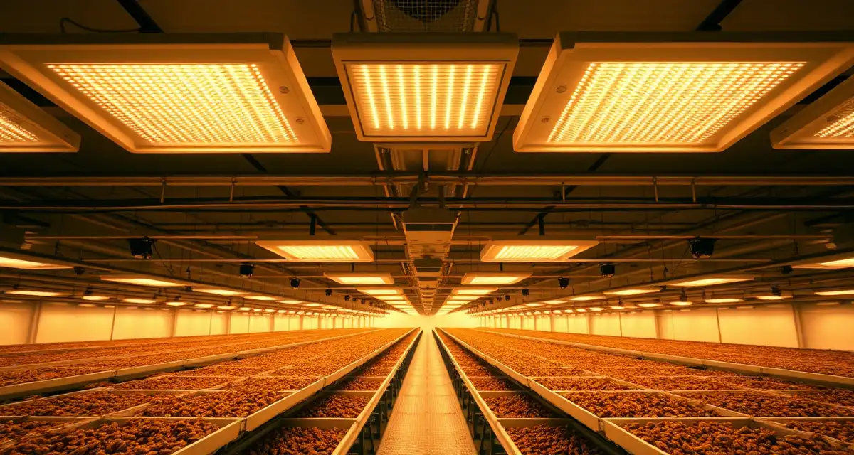 Radiant heating system for cricket farm temperature control Industrial radiant heating panels installed in a cricket farming operation for efficient winter temperature management